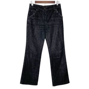 Escada High Waisted Wide Leg Stretch Embellished Jean Black Size 6